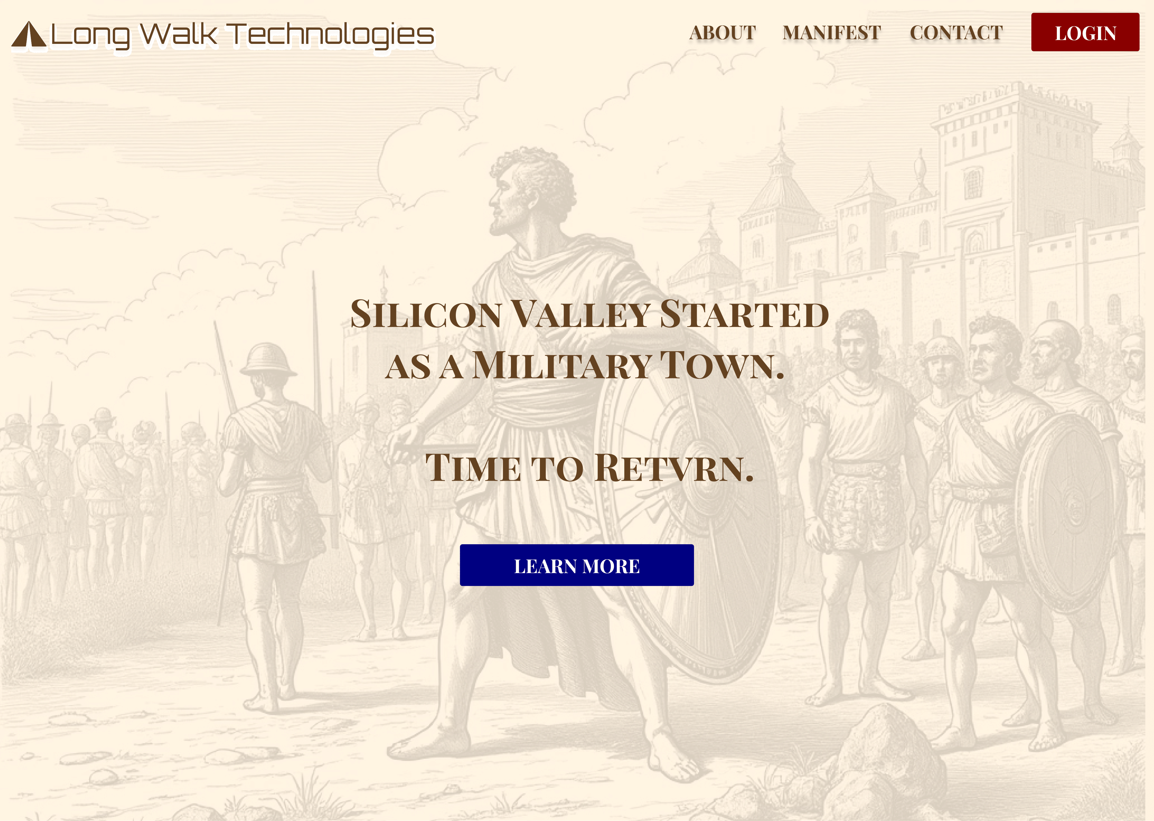 The Long Walk Technologies website done in a classical, Roman theme
